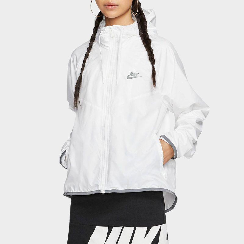 Nike Спортивная куртка на молнии с капюшоном, водонепроницаемая, унисекс, белая, BV3940-100