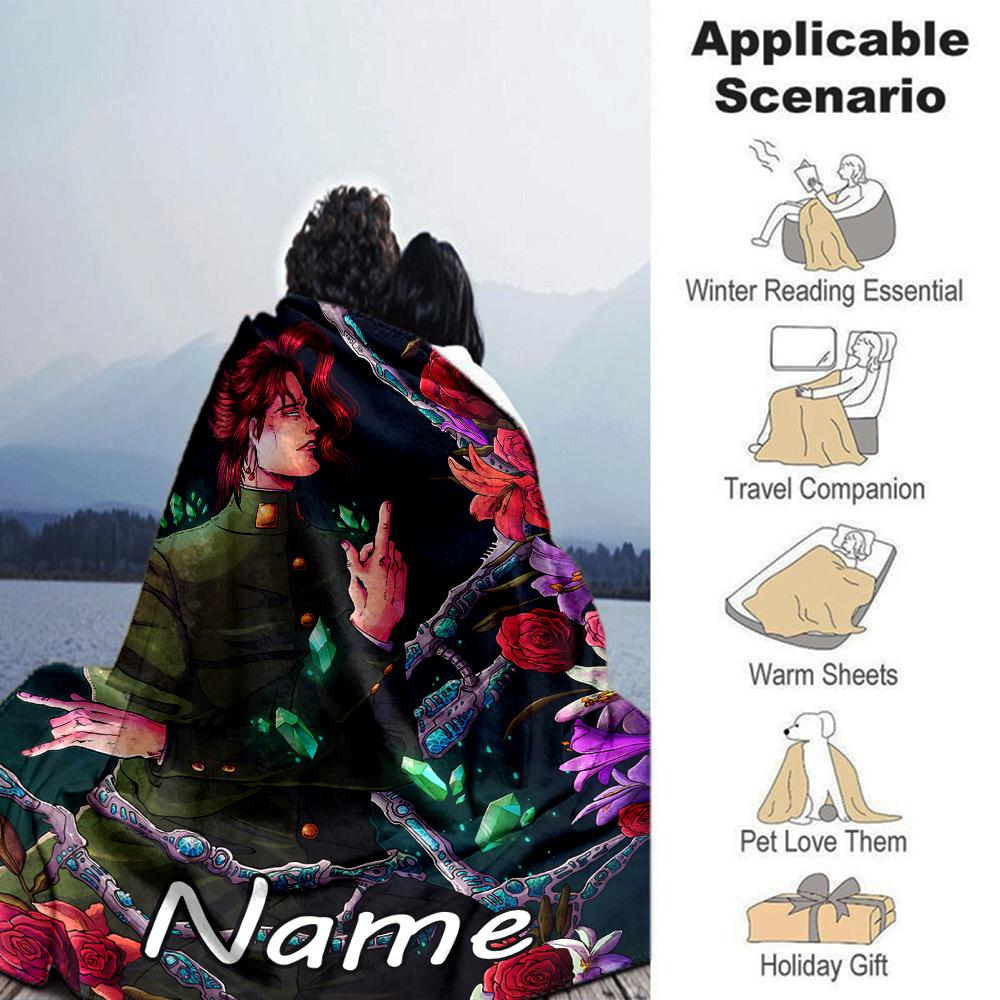 Customiz Name Personality JoJo's Bizarre Adventure Blanket Soft &Warm Sofa Office Bed Travel Lunch Break Blanket, Gift Suitable All Seasons