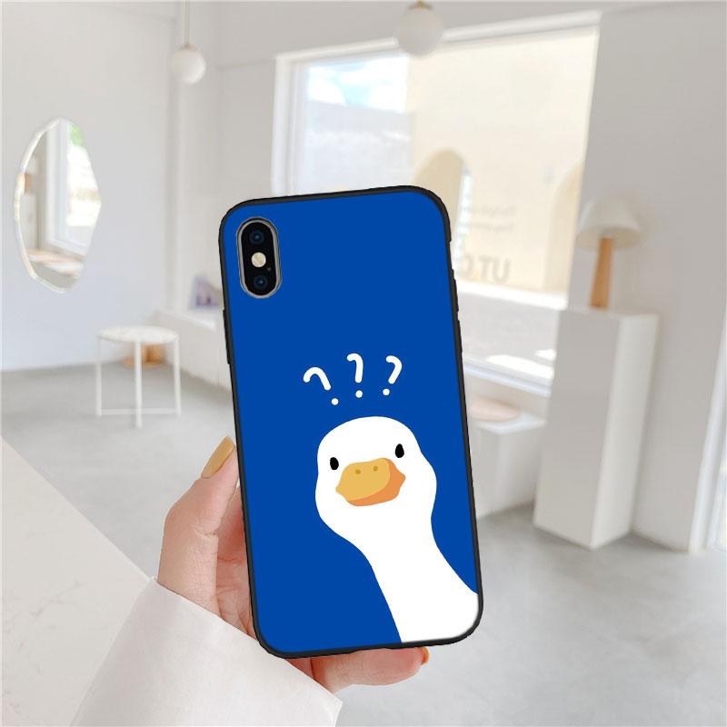 Мягкий чехол-накладка FM20 с мультяшным утёнком для iPhone 16 15 14 13 12 Pro Max Plus Mini