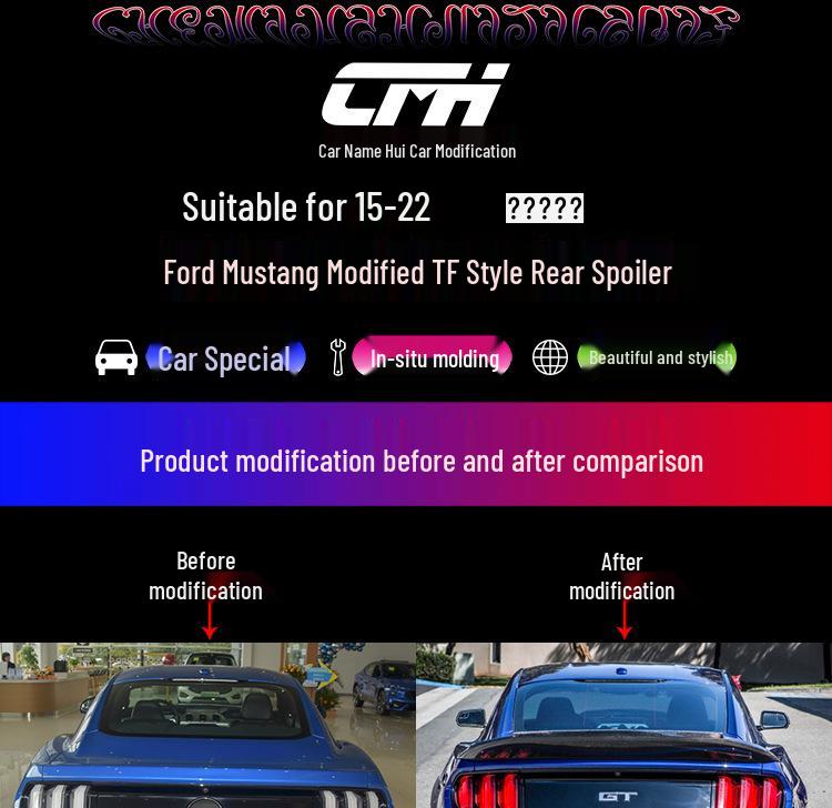 15-23 Ford Mustang TF Carbon Fiber Rear Wing - Trufiberya Punch-Free Install