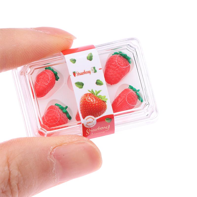 1/12 Dollhouse Mini Supermarket Vegetable Fruit Model With Clear Box Dollhouse Simulated Food Decoration Dolls House Accessories