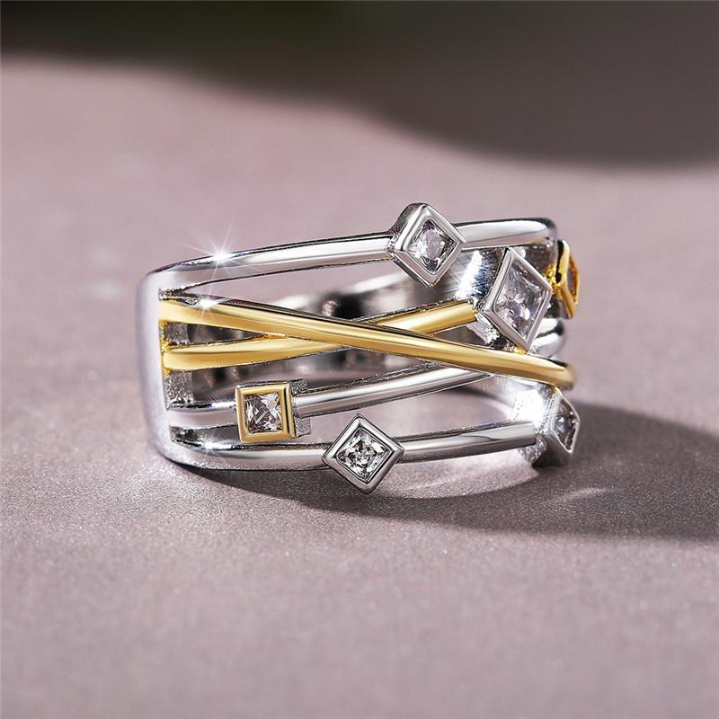 Новые необычные кольца с крестом для женщин, двухцветный дизайн, модные универсальные женские аксессуары с геометрическими украшениями для вечеринок