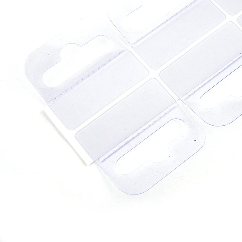 100Pcs Pvc Slot Hole Adhesive Hang Tabs Tag Merchandise Box Bag Peghooks Display