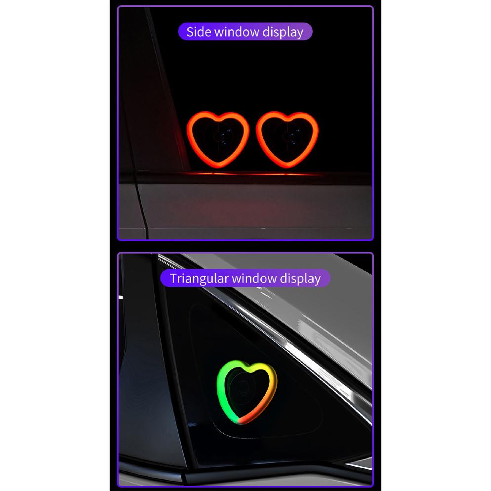 1/2PCS USB Heartshaped Led Atmosphere Light Colorful Car Front Rear Windowsheid Decorative Light Love Ambient Neon Night Light Neon Lights 4