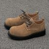 New Retro Derby Shoes British Platform Heightening Men's Shoes Tooling Casual Versatile Commuter Leather Shoes Khaki 1560-J