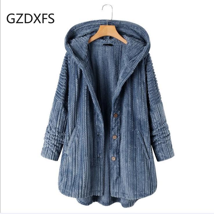 Qiu Dong New Fund Connects Hat Single Row Button Loose Leisure Temperament Long Sleeve Coat