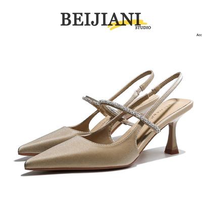 BEIJIANI Туфли-лодочки на шпильке с ремешком и закрытым носком со стразами для женщин