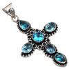 Pendant Swiss Blue Quartz Gemstone Gift For Her Silver Jewelry 2"