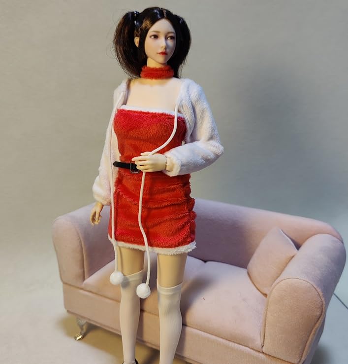 Hobby Toys [TOYBARJAPAN] 16 Scale Figure Compatible with TBLeague Body DMTOYS DF067 Beautiful Woman Christmas Dress and Socks Over Knee Stocking Set