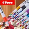 12/48PCS Acrylic Pigment Marker Pens – Non-Bleeding, Multi-Surface Use for Rock Painting, Wood, Canvas, Plastic, Metal & Stone