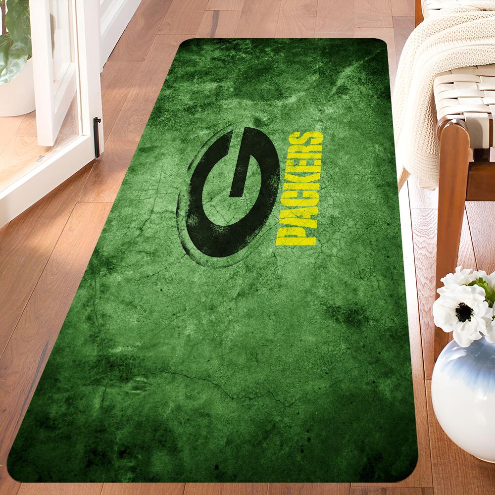 Зелёный Бэй Пэкерс Комнатные коврики Противоскользящие Впитывающие воду Длинный коврик-подушка Коврик для спальни Бытовые ковры