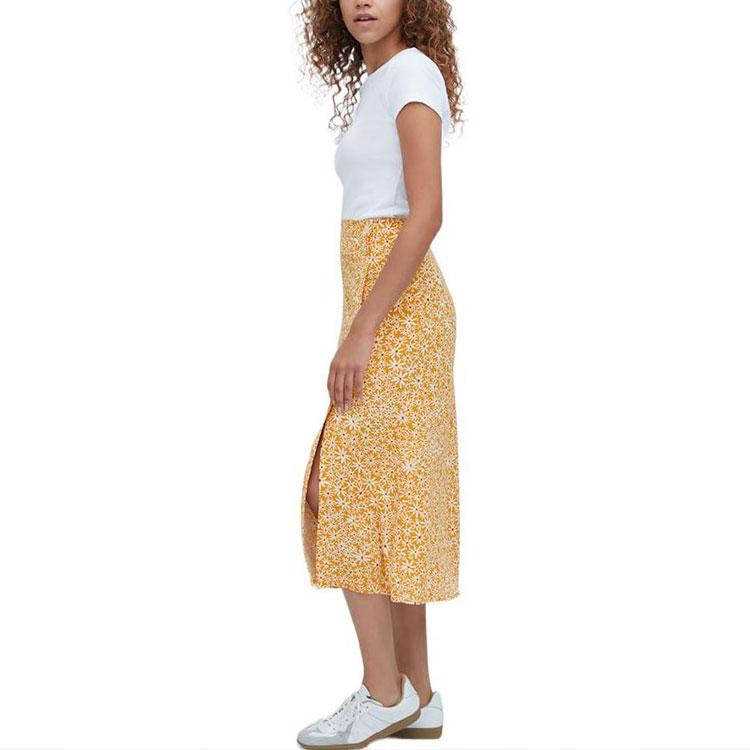 Uniqlo Женская юбка миди с цветочным принтом Лимонно-желтая 458679-45