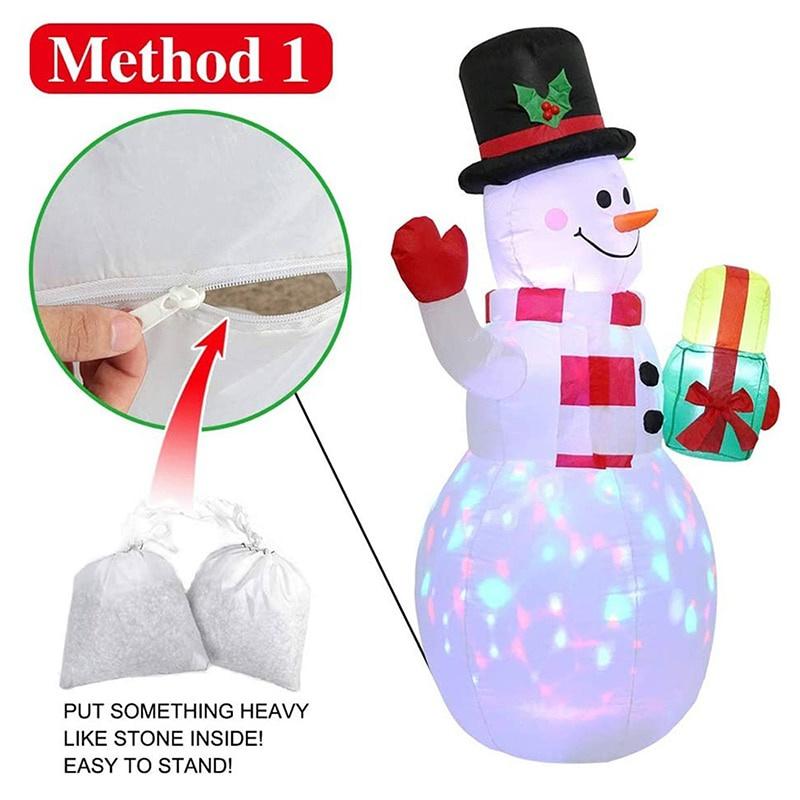 Christmas Inflatable Snowman 1.5m LED Illuminated Light Lantern Model Colorful Rotate Airblown Dolls Toys for Home Party Decor