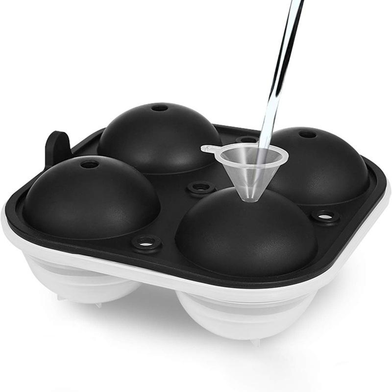 Набор из 6 круглых силиконовых форм для льда с 4-отверстиями для шариков льда и контейнером для льда