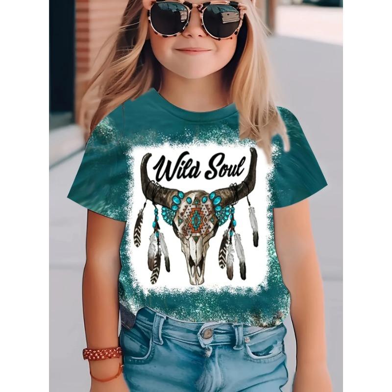 Детская футболка для девочек, летняя, с милым 3D-принтом, с круглым вырезом и короткими рукавами