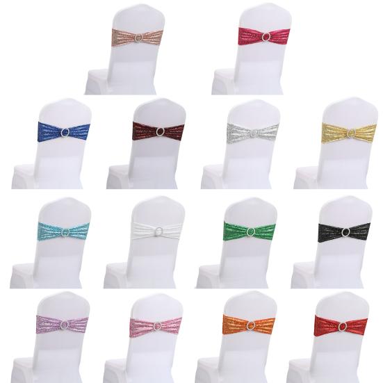 Чехол для стула на свадьбу, привлекающий внимание, широко используемый, простой в установке, креативный, с пайетками, лентами, украшением для вечеринки