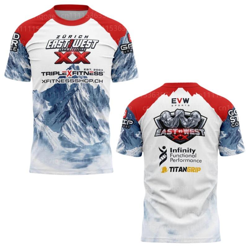 2026-2027 The East Vs West Series 22 Armwrestling T-Shirt Atlantic City Sports Jersey Breathable Quick Dry Fitness Gym Tee Tops
