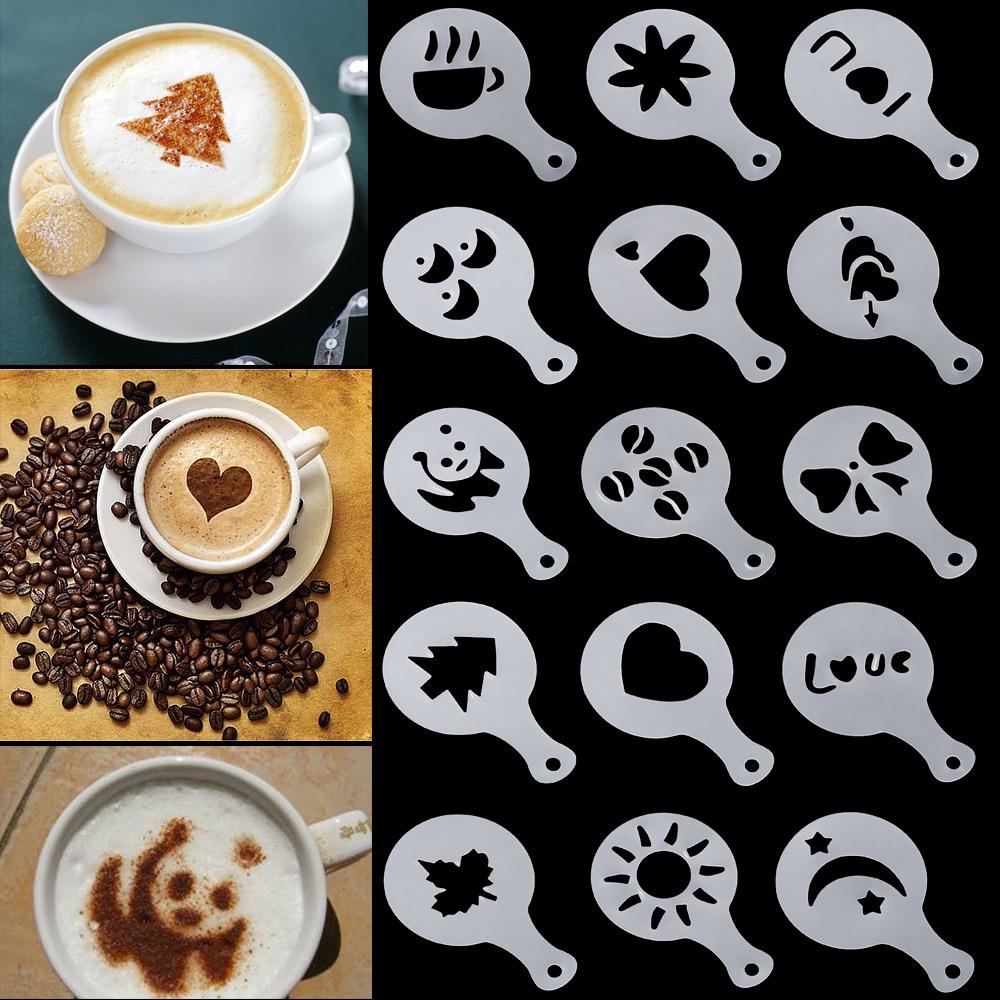 16pcs Funny Mold Latte Cappuccino Foam Tool Decorating Coffee Art Stencils