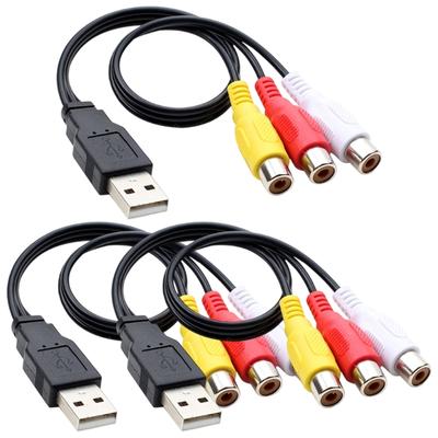 Кабели-разветвители USB на 3 гнезда RCA с экранированием от электромагнитных и радиочастотных помех, гибкой ПВХ-оболочкой для вывода звука и видео