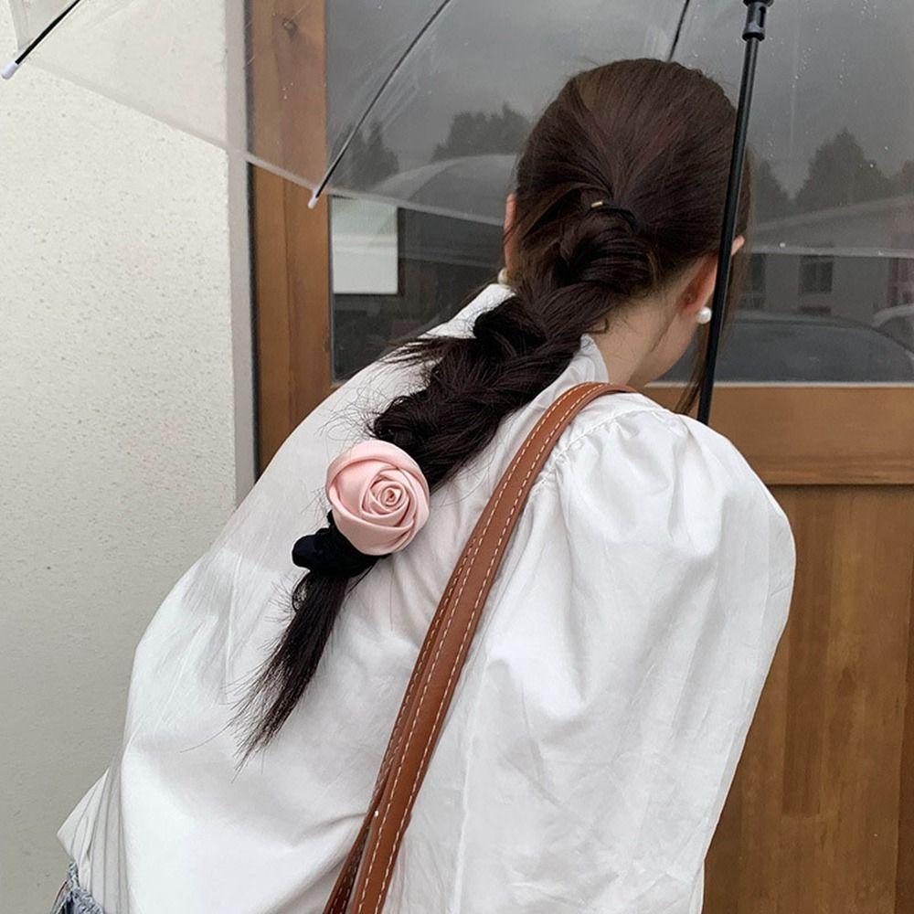 Корейский стиль, розовая веревка для волос, эластичная резинка для волос, милая шелковая атласная веревка для волос, держатель для хвоста