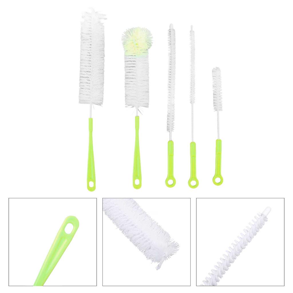 Bottle Brush Set Food Grade Long Handle 5 Types Water Bottle Cleaner for Wine Sports Bottles
