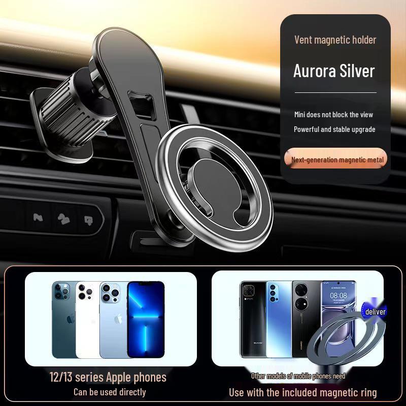 MagSafe Magnetic Car Vent Phone Holder with No-Adhesive Sheet
