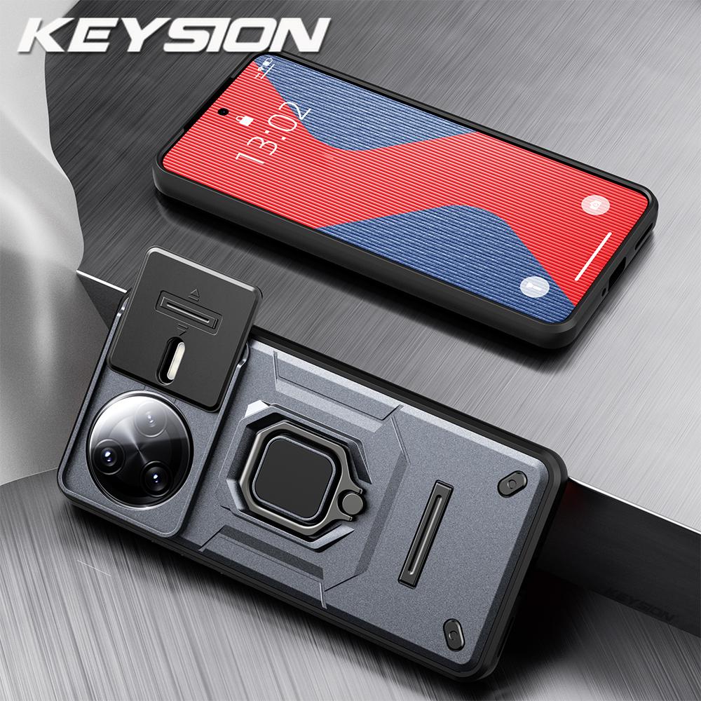 KEYSION Противоударный защитный чехол для POCO F7 Pro Slide Camera Защитное кольцо для объектива Подставка для телефона Задняя крышка для Xiaomi POCO F7 Ultra