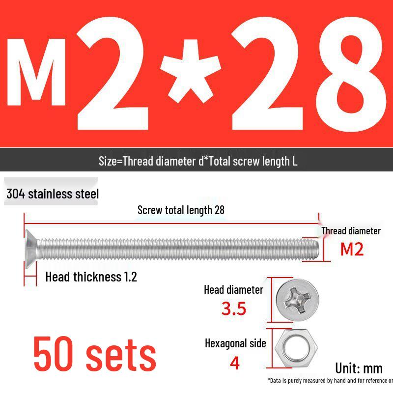 Набор Extra Long Phillips Flat Head Винтов и Гаек из Нержавеющей Стали 304 (2М, 3М, 4М)