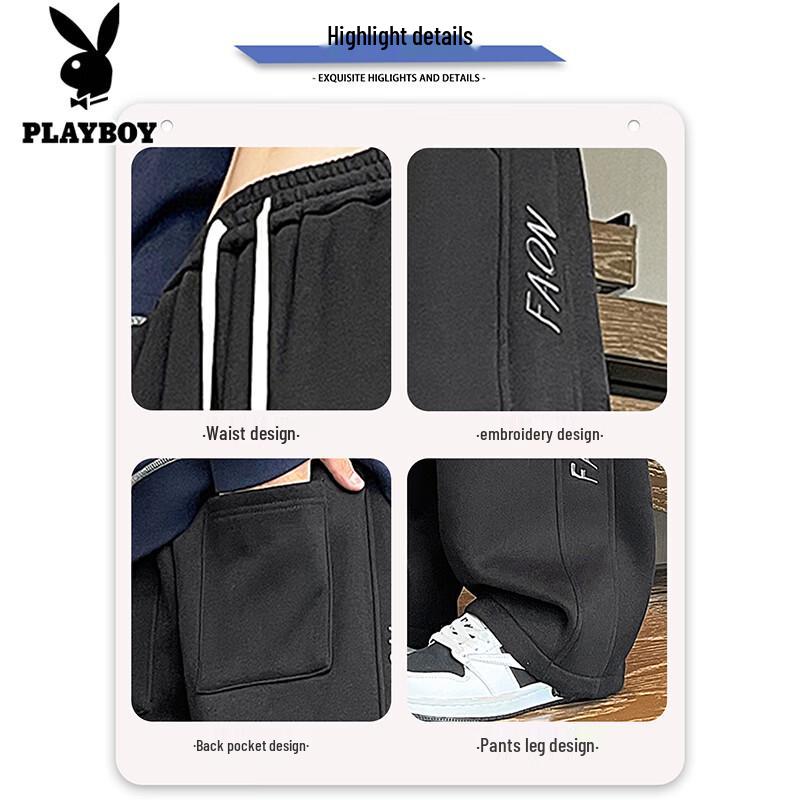 PLAYBOY Мужские повседневные спортивные штаны с вышивкой и флисовой подкладкой