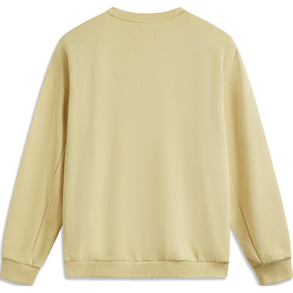 Li Ning Badfive Letter Knit Crew Neck Pullover Long Sleeve Sweatshirt Men Sweatshirt Lotus-Yellow AWDV195-6
