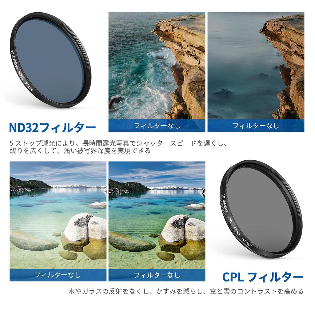 NEEWER 67mm Gradient Filter Set with Smartphone Lens Clamp ND+CPL+Star+4-Color