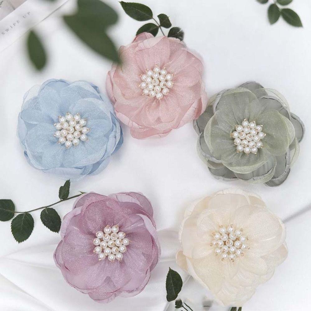 5 шт. Ткань 3D шифон цветок бусины центр DIY швейная аппликация швейный искусственный цветок
