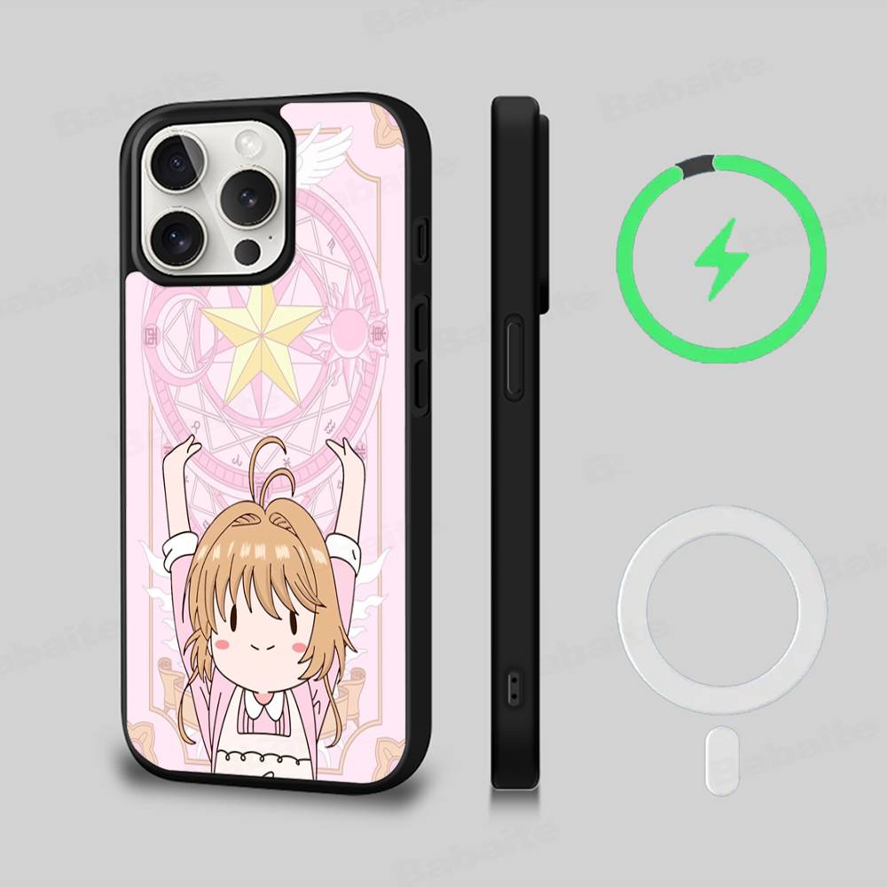 Магнитный матовый чехол для телефона C-Cardcaptor Sakura для iPhone 16 17 15 14 13 12 11 Для Magsafe Беспроводная зарядка Обложка
