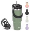SKIASE Tumbler with 600ml Water Vacuum Keeps Hot or Wide Direct with Suitable for Outdoor Green Straw, Bottle, Insulated, Cold, Mouth, Drinking, Lid,