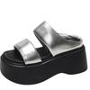 Fashion New Summer Women Chunky Slippers Flip-Flops Ladies Wedge Heels Shoes Woman High Platform Beach Slipper Outside Black Sandals 9CM