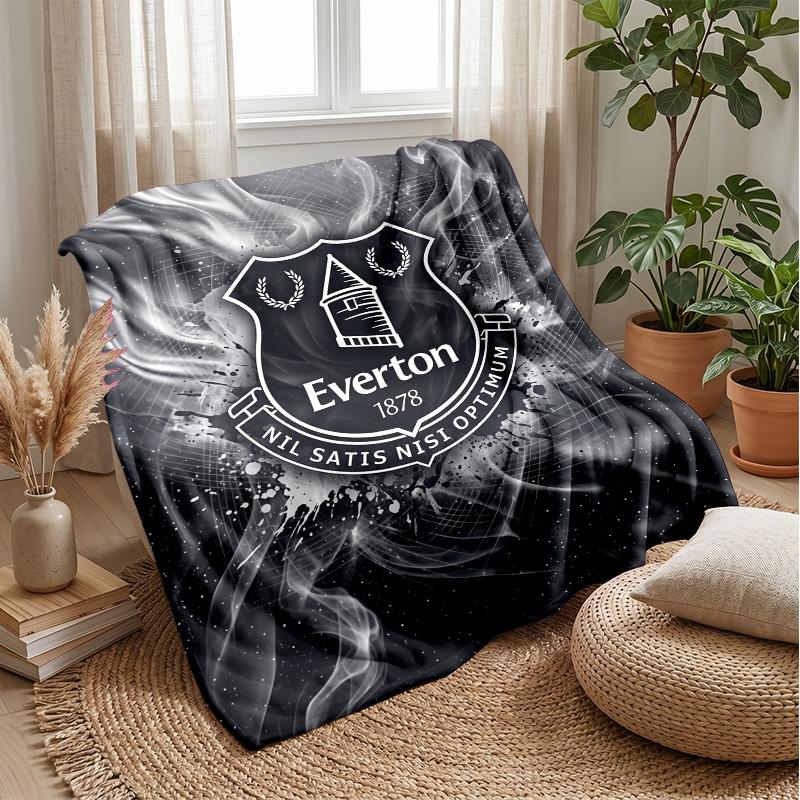 Everton Football Print Flannel Blanket, Soft Warm Lightweight Throw Blanket for Sofa Bed Camping