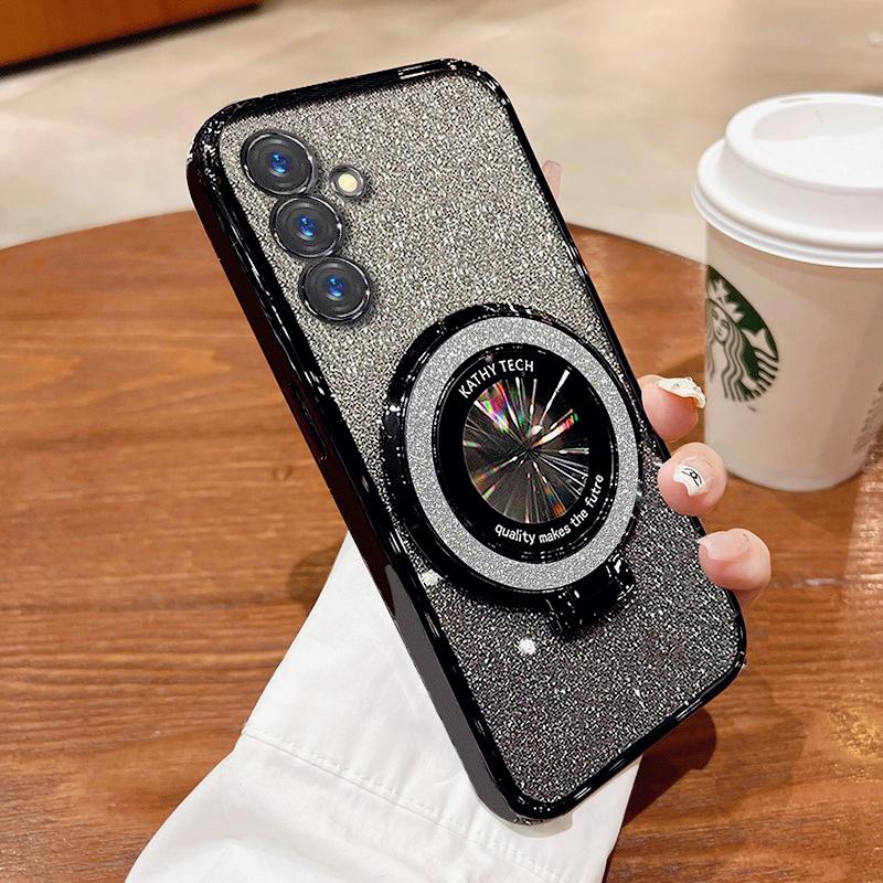 Чехол Samsung S24FE Luxury с кронштейном, блестящий чехол для Samsung Galaxy Note 20 Ultra 10 S24 S23 S22 S21 S10 S9 Plus, держатель для чехла