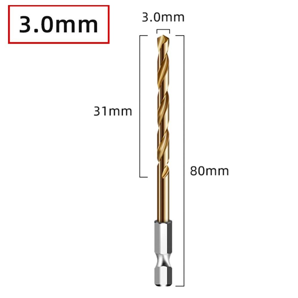 Электроинструмент Набор сверл с шестигранным хвостовиком 1/4 из стали с титановым покрытием Спиральное сверло Быстрорежущая сталь Шестигранный хвостовик