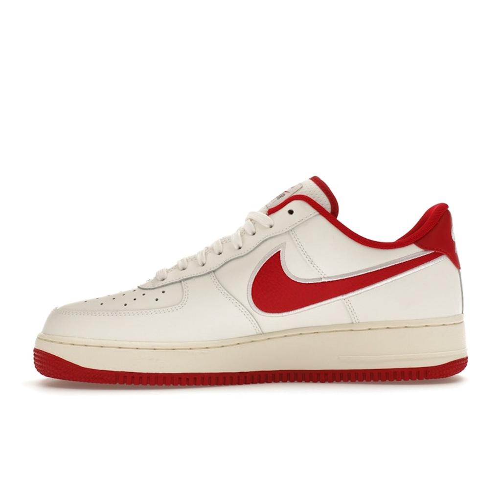 Nike Air Force 1 07 Sail Gym Red Embroidered Swoosh Unisex Sneakers Cream Coconut-Milk Flat-Pewter FV0392-101