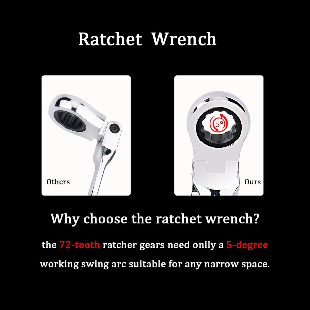 6mm Ratchet Wrench of Keys Spanner Set Hand Tool 72-Tooth Ratcheting Flexible Head Mirror Finish 6mm Auto and Home Repair 1 Pcs
