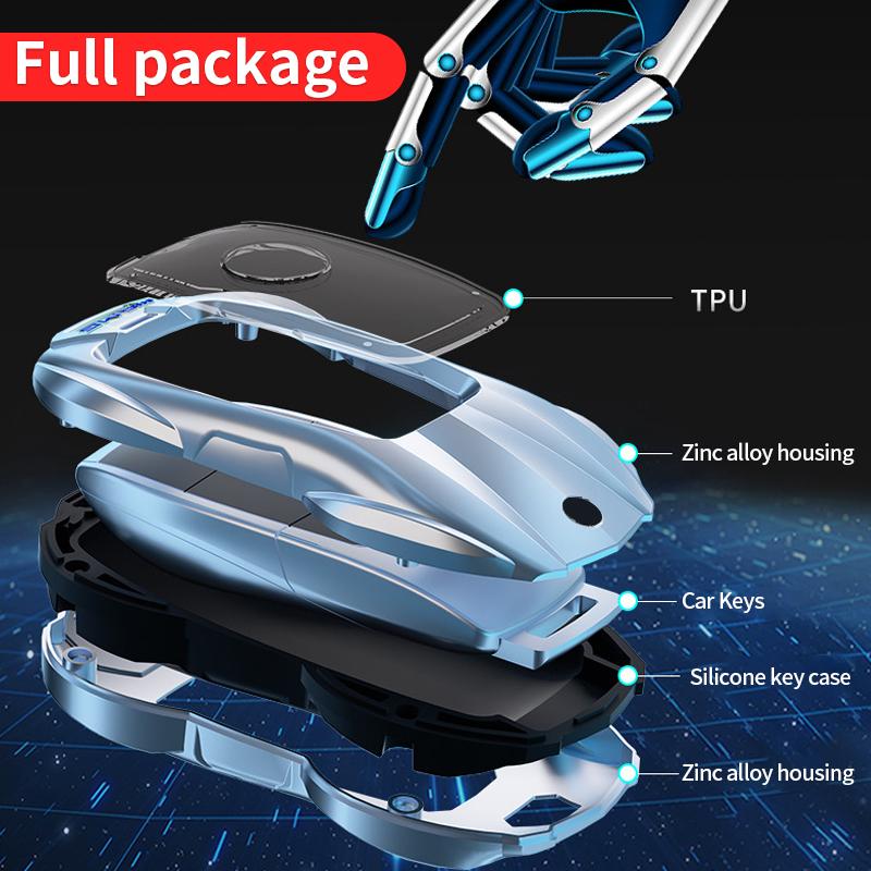 Применить к Mercedes-Benz Key Case Car Metal Protection Cover E300L C260L GLC A200 C200 GLA GLB GLS Modified Decorative Accessories