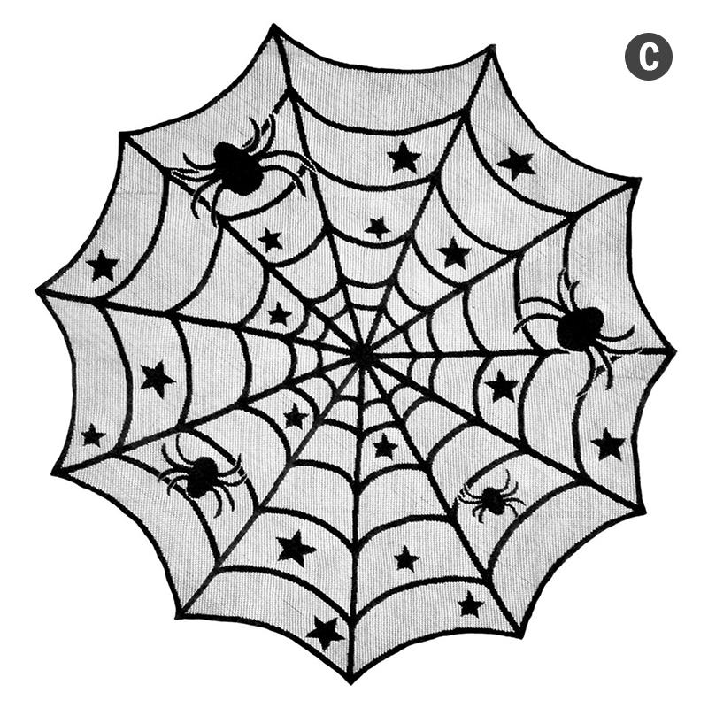 Halloween Decoration Lace Spider Web Skeleton Skull Tablecloth Black Fireplace Mantel Scarf Event Party Decoration Supplies