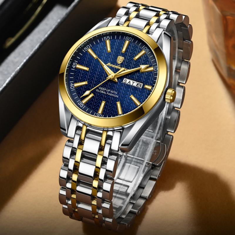 2024 Новые мужские часы, водонепроницаемые светящиеся модные высококлассные часы с календарем, стальной ремешок, изысканные часы с пульсирующей шкалой и циферблатом
