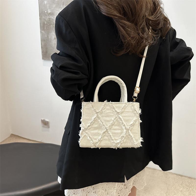 2024 ромбовидный деним лето новый простой модный дорожный большой емкости плечо кроссбоди маленькая квадратная сумка для женщин