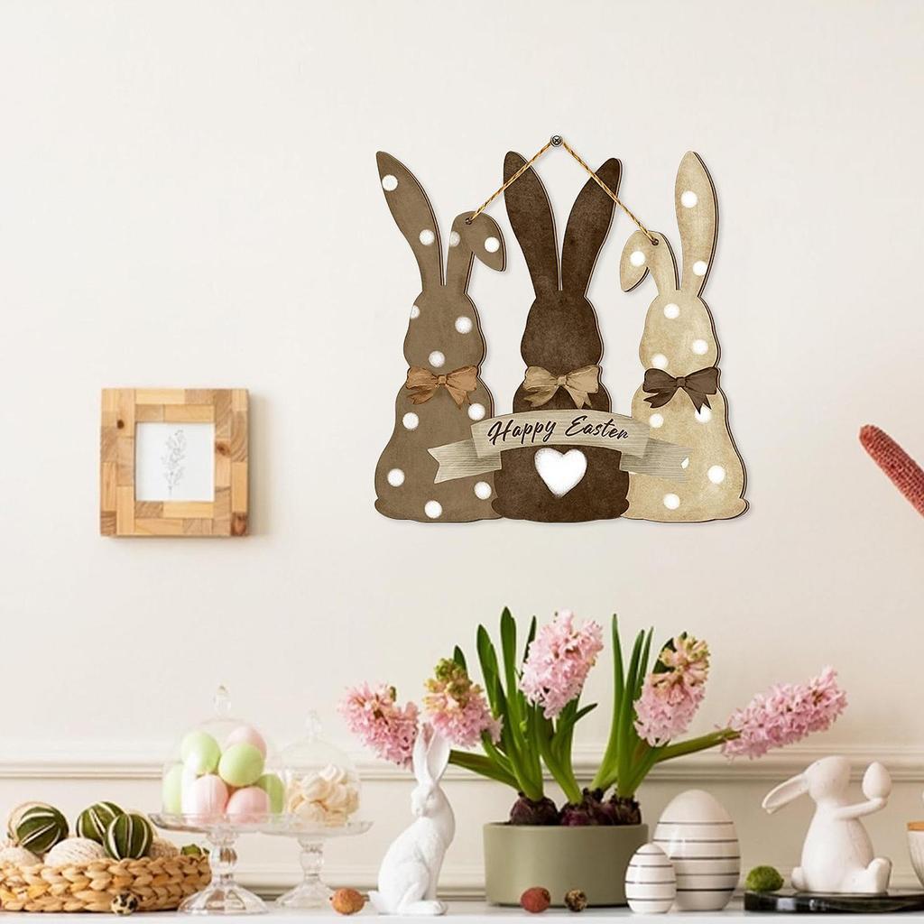 Easter Wooden Hanging Sign Bunny Welcome Decor, Decorative, Practical Cute Door Wall Plaque