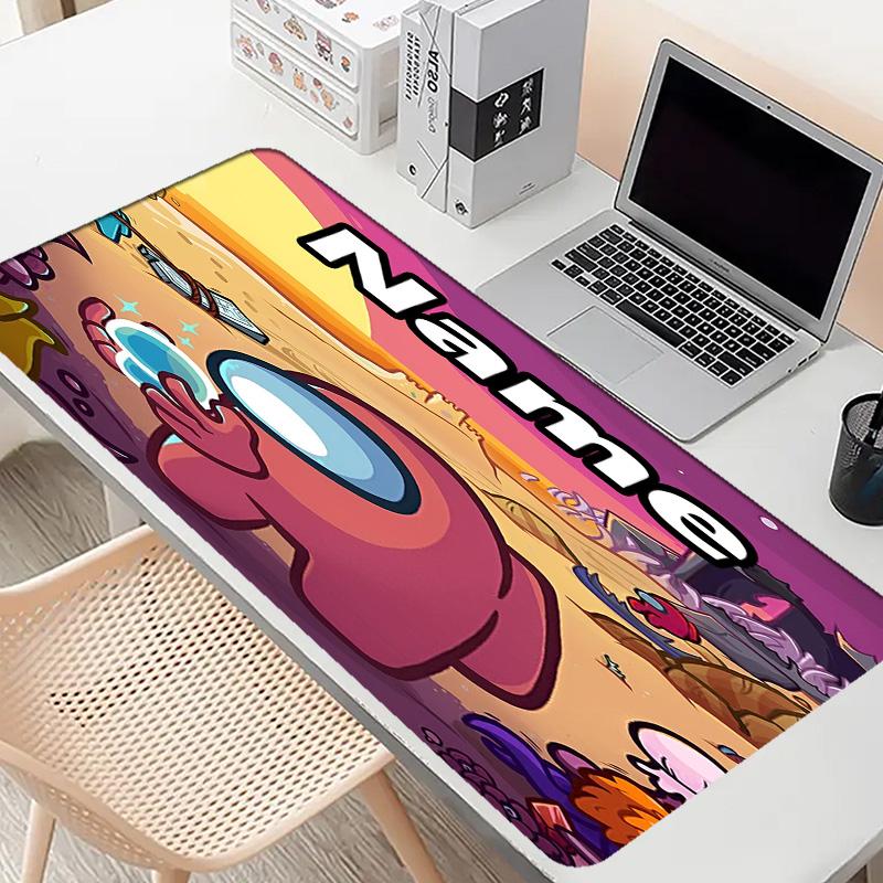 Custom Name Personalized Among Us Pattern Mousepad, Laptop PC Desk Mat, Decorative Desk Mat for Home Keyboard Pad Gift