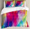 Rainbow Duvet Cover Set,Colorful Abstract Geometric Pattern with Triangle Polygon and Other Shapes Rainbow Bedding Set King Size