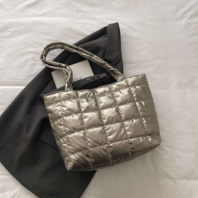 Европейские и американские ретро сумки большой вместимости, осенне-зимние новые клетчатые пуховые хлопковые сумки через плечо, простые темпераментные портативные сумки-тоут