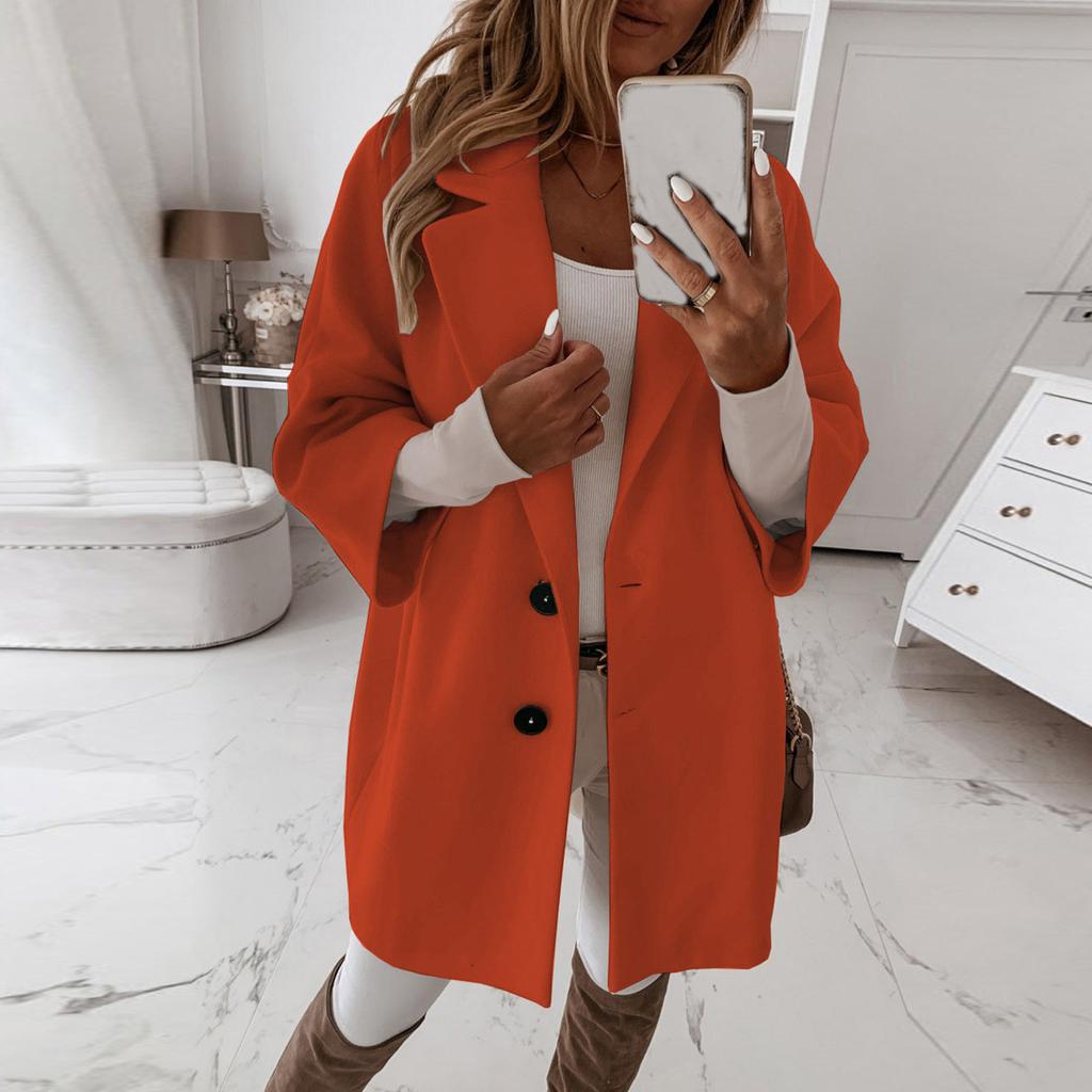 Женская Мода Свободный Повседневный И Зимний Рукав Семь Восьмых Пуговица Лацкан Карман Твидовый Пиджак