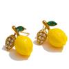 Eetit Модные желтые серьги-подвески с цирконием из смолы в виде фрукта лимона для женщин, из нержавеющей стали, новинки, шикарная бижутерия, опт